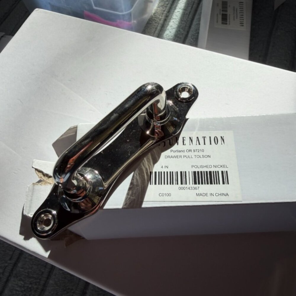 4 Rejuvenation Tolson Polished Nickel 4" drawer pull,